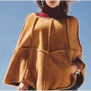 🌟UGG Chestnut shearling & suede poncho cape S / M